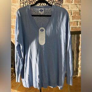 DG2 by Diane Gilman Sky Blue Long Sleeve Knit Sweater